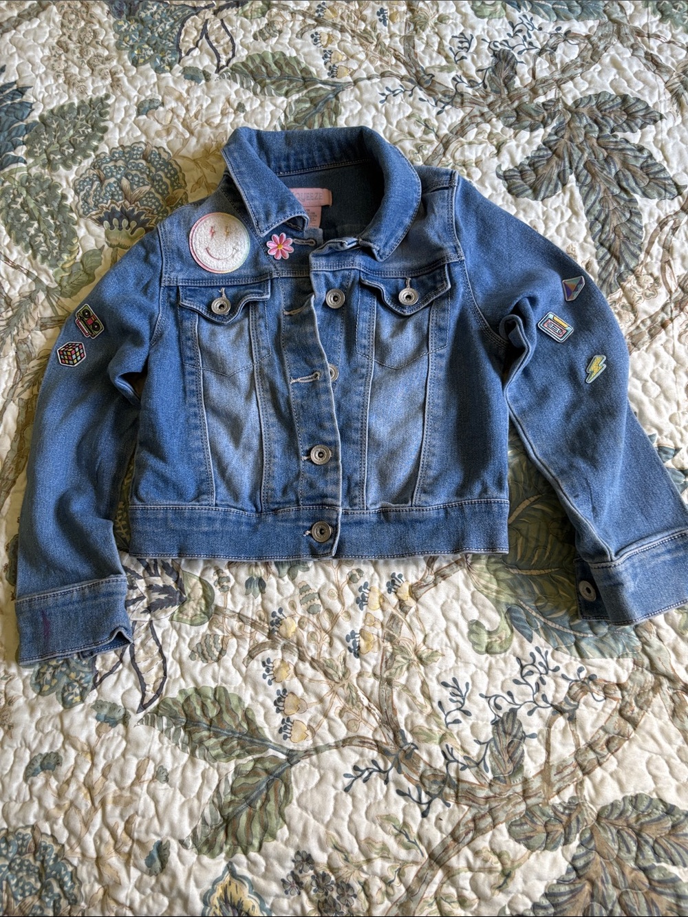 Kids Denim Jacket with Fun Patches - Blue 7/8